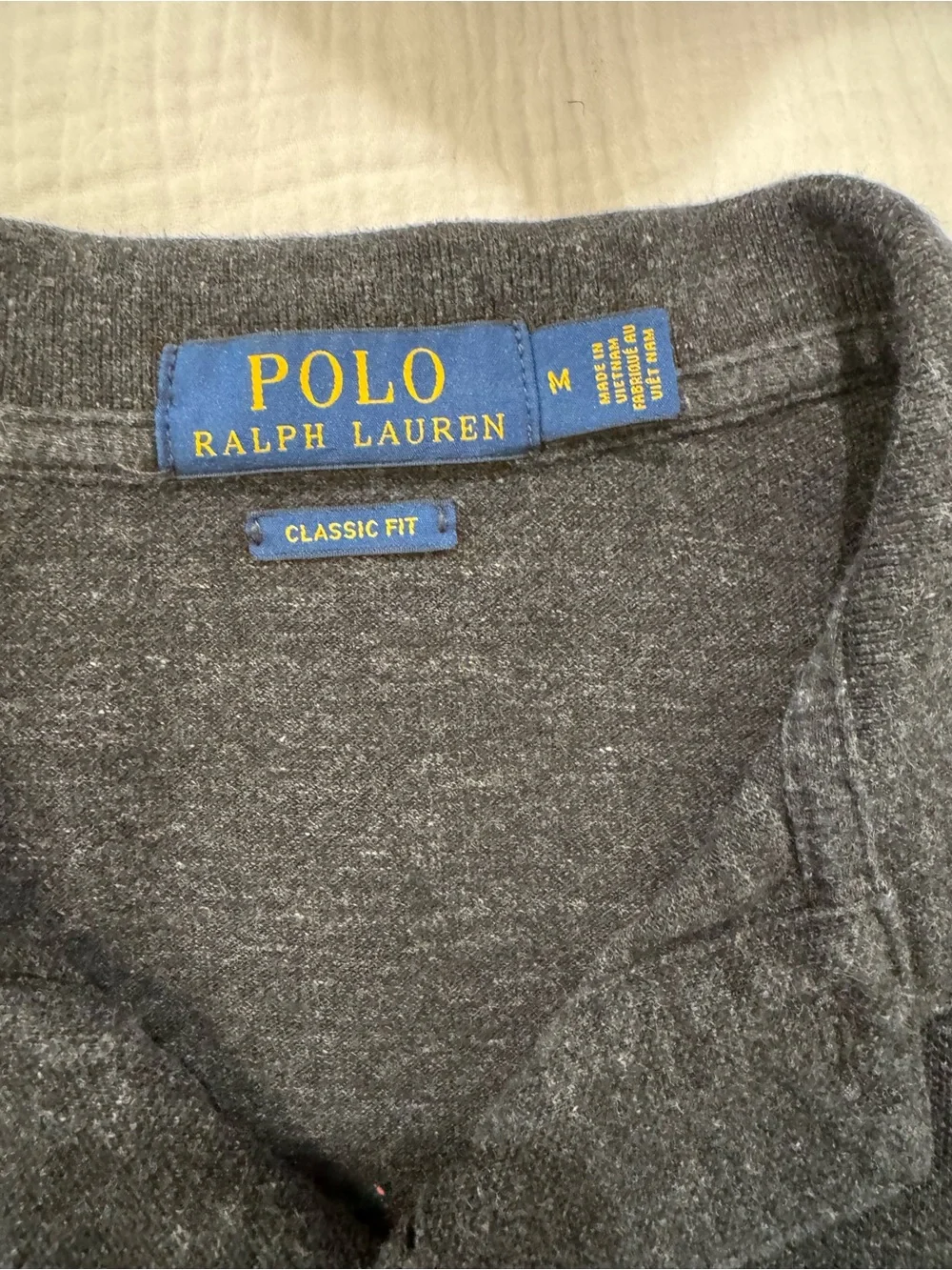 Polo by Ralph Lauren Men's Charcoal Heather Polo Shirt medium